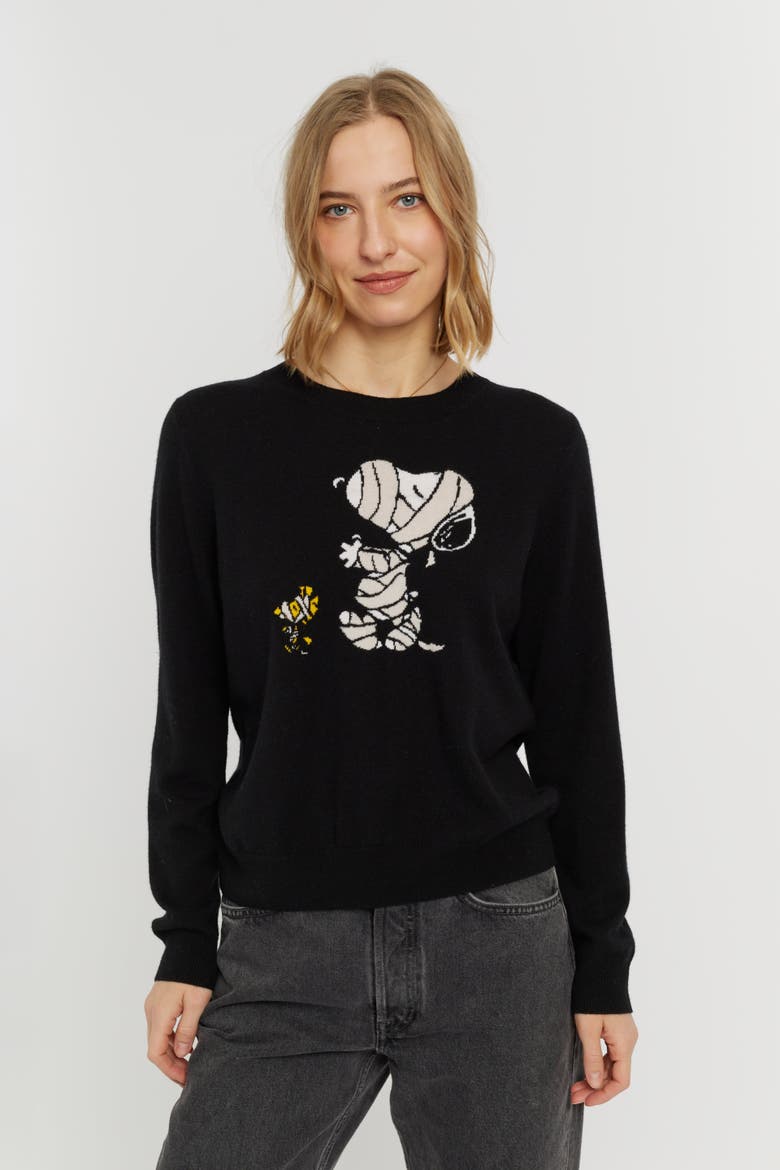 Wool-Cashmere Snoopy Mummy Sweater, Alternate, color, Black