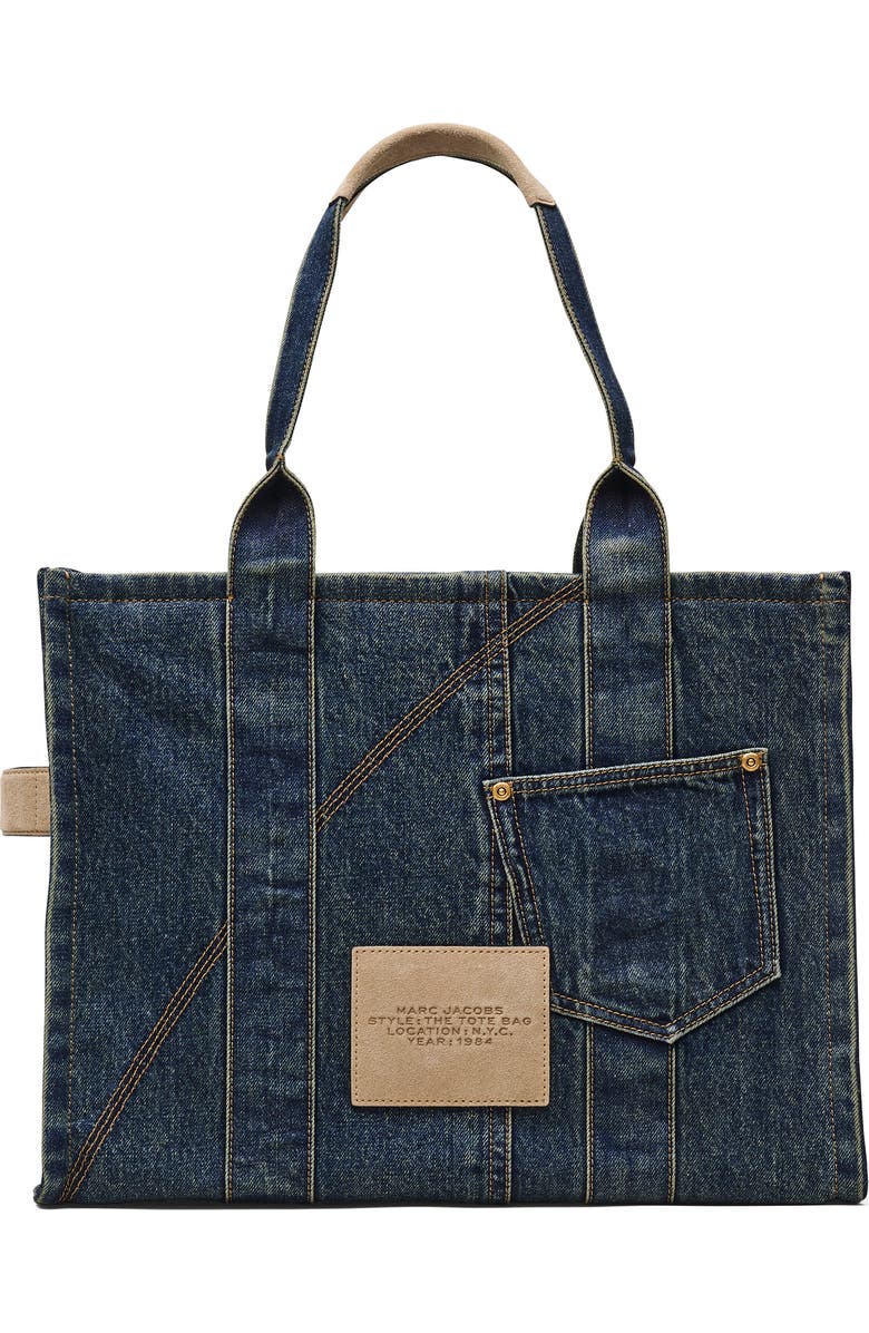 Marc Jacobs The Large Denim Tote Bag, Alternate, color, Dark Wash Indigo