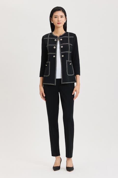 Heritage Grid Trim Knit Jacket