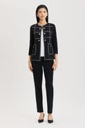 Ming Wang Heritage Grid Trim Knit Jacket