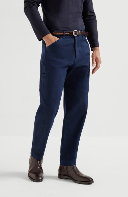 Brunello Cucinelli Pocket Gabardine Trousers In Blue