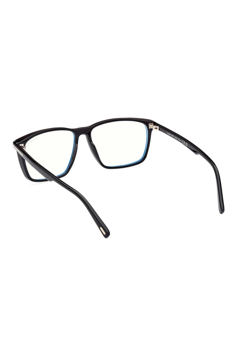 56mm Square Blue Light Blocking Glasses, Alternate, color, BLACK ECO / T LOGO