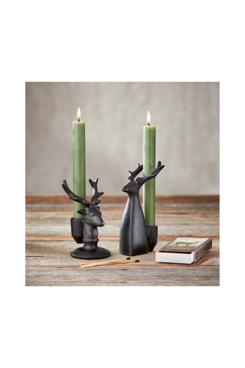 Large Black Aluminum Reindeer Candle Holder Christmas Decor, Alternate, color, Black