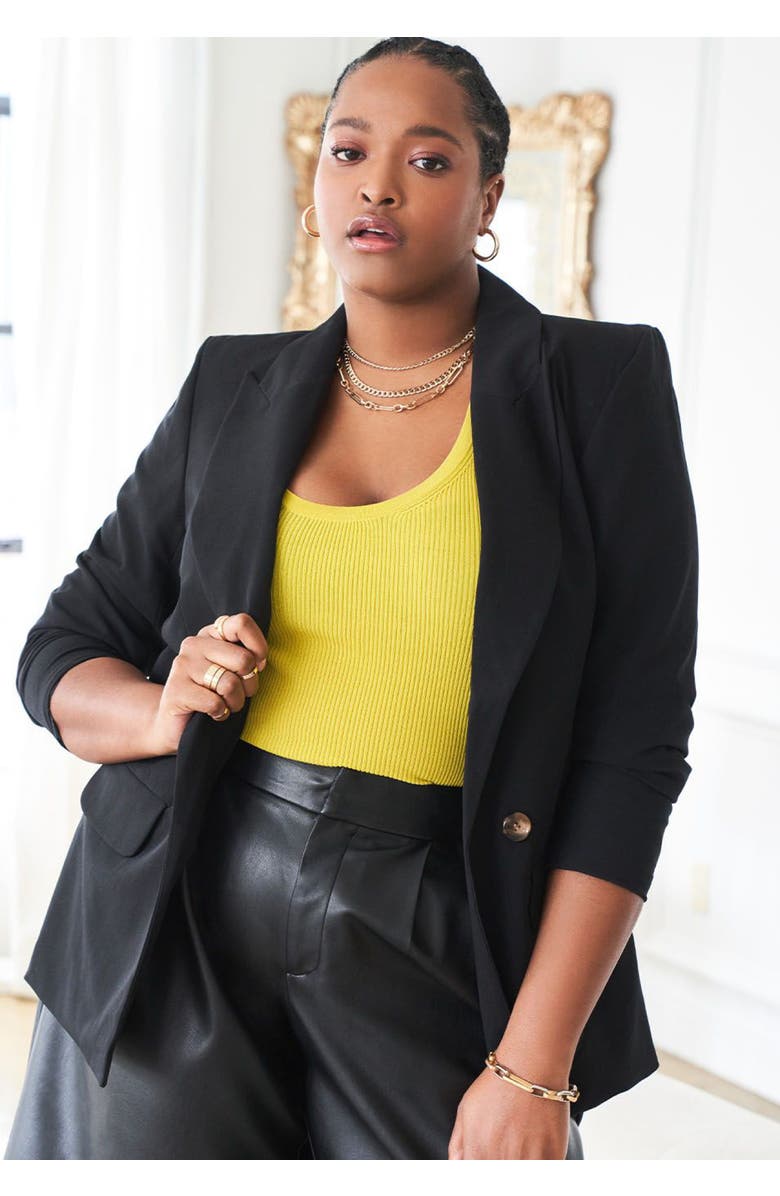 ELOQUII Long Relaxed Blazer, Alternate, color, Totally Black