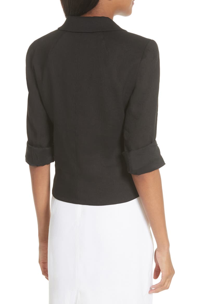 Crop Linen Blend Blazer, Alternate, color, BLACK