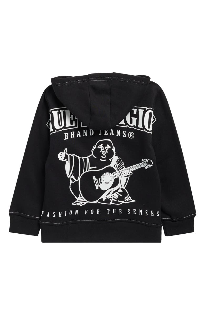 True Religion Kids' Puff Ink Zip Hoodie, Alternate, color, Black