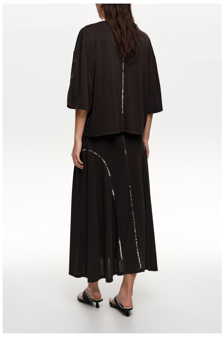 Faded Fluid Skirt With Sequins, Alternate, color, WASHED BLACK