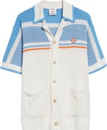 Casablanca Camp Collar Short Sleeve Cotton Crochet Cardigan