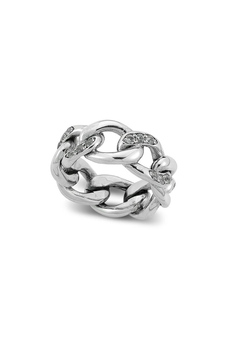 SAMUEL B. Sterling Silver White Topaz Chain Link Ring, Main, color, 