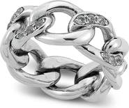 SAMUEL B. Sterling Silver White Topaz Chain Link Ring