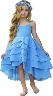 Mia Belle Girls Girls Pretty Petal Blues Tiered Dress