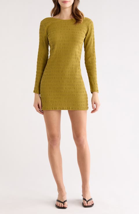 Dream Life Long Sleeve Pucker Knit Minidress