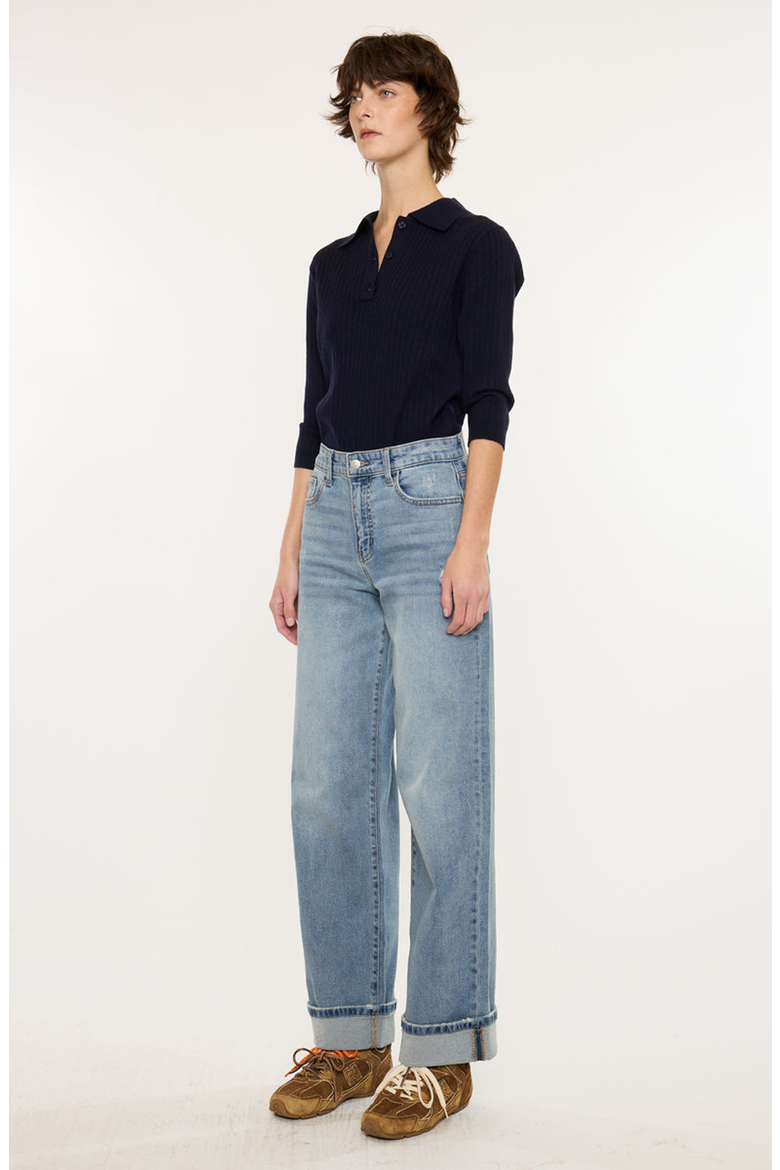 Bellen Essentials High Rise Wide Jeans, Alternate, color, Medium Wash