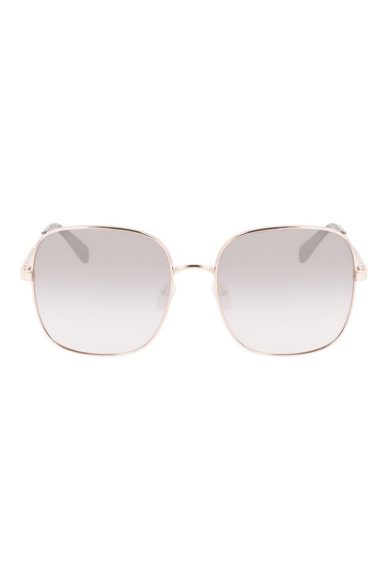 59mm Monogram Square Sunglasses, Main, color, ROSE GOLD/GRADIENT SMOKE FLASH