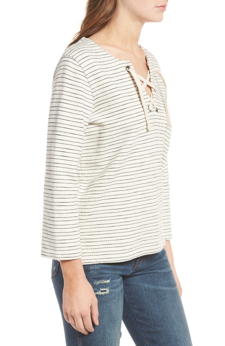 Madewell Stripe Lace-Up Top, Alternate, color, 