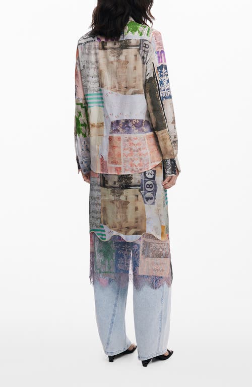 Desigual Collage Print Cotton Button-up Shirt In Multi
