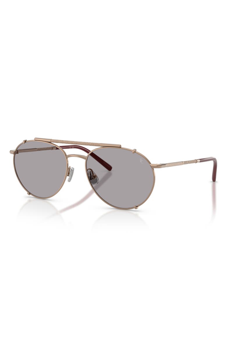 Brunello Cucinelli 56mm Polarized Pilot Sunglasses, Alternate, color, Rose Gold