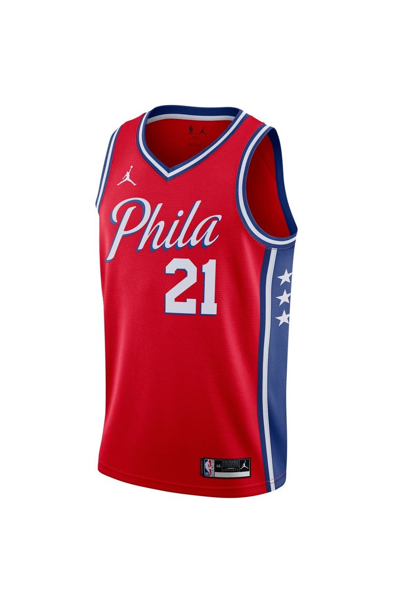 Jordan Brand Men's Jordan Brand Joel Embiid Red Philadelphia 76ers 2020/21 Swingman Jersey - Statement Edition, Alternate, color, 