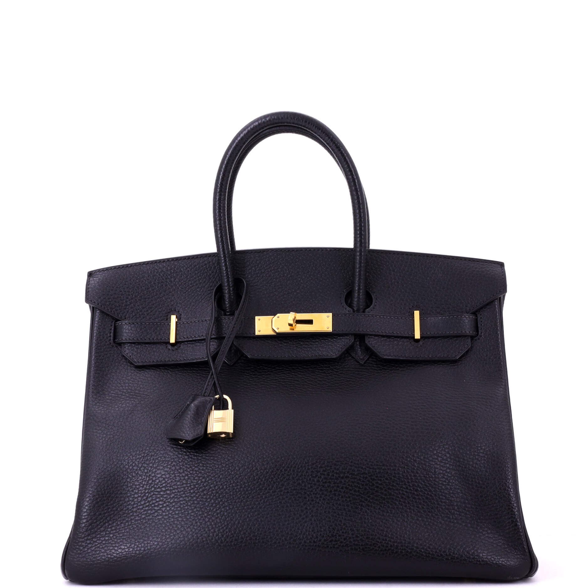 Pre-Owned Hermes Birkin Handbag Black Ardennes with Gold Hardware 35, Main, color, Noir