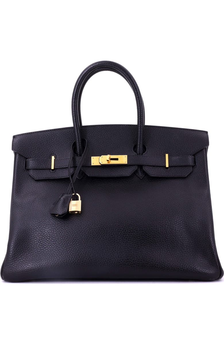 Pre-Owned Hermes Birkin Handbag Black Ardennes with Gold Hardware 35, Main, color, Noir