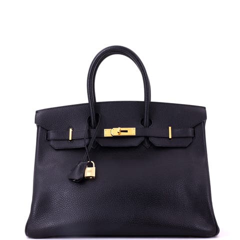 Birkin Handbag Black Ardennes with Gold Hardware 35