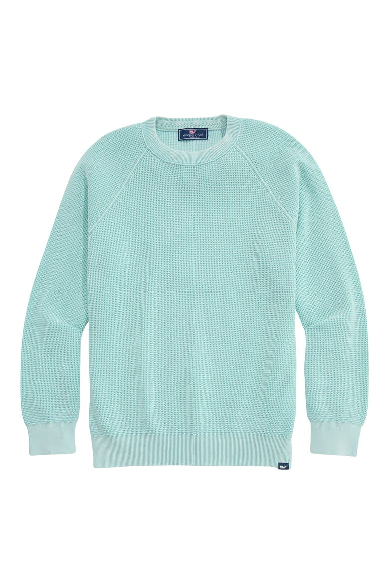 Waffle Knit Cotton Crewneck Sweater, Main, color, MANGROVE MINT