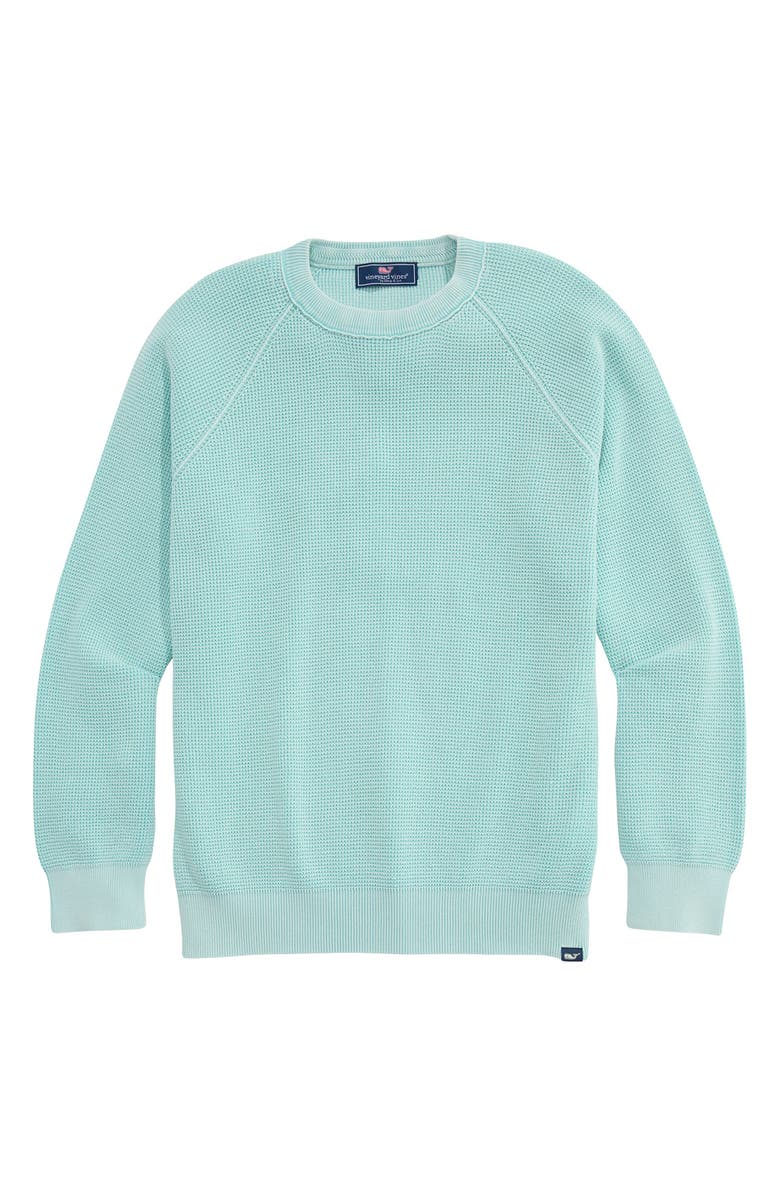 vineyard vines Waffle Knit Cotton Crewneck Sweater, Main, color, Mangrove Mint