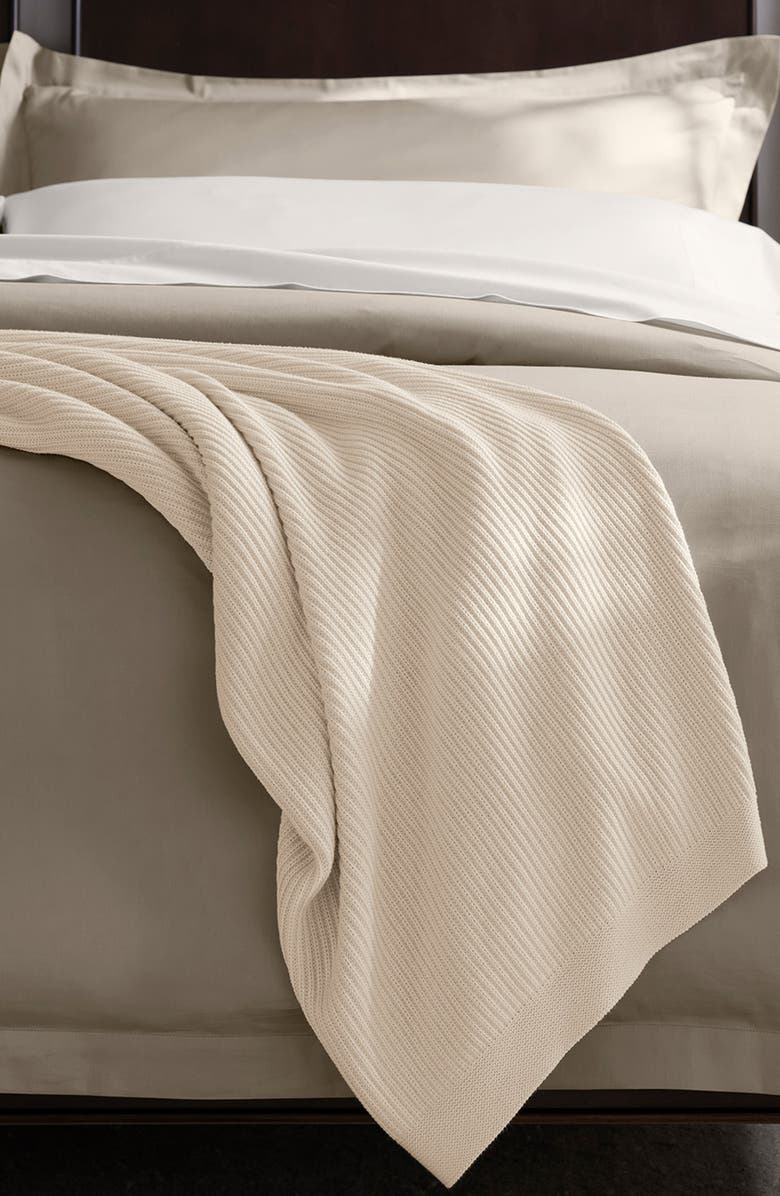 Boll & Branch Organic Cotton Shaker Stitch Throw Blanket, Alternate, color, Natural