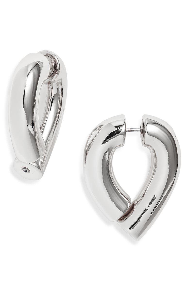 Open Edit Tube Front/Back Earrings, Main, color, Silver