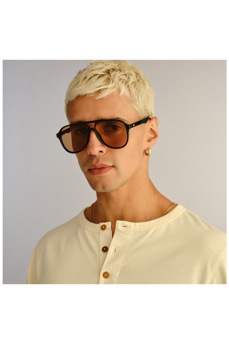 Tragic Magic 56mm Aviator Sunglasses, Alternate, color, BLACK / TAN TINT