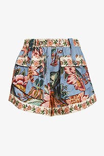 Linen shorts with a floral pattern. 