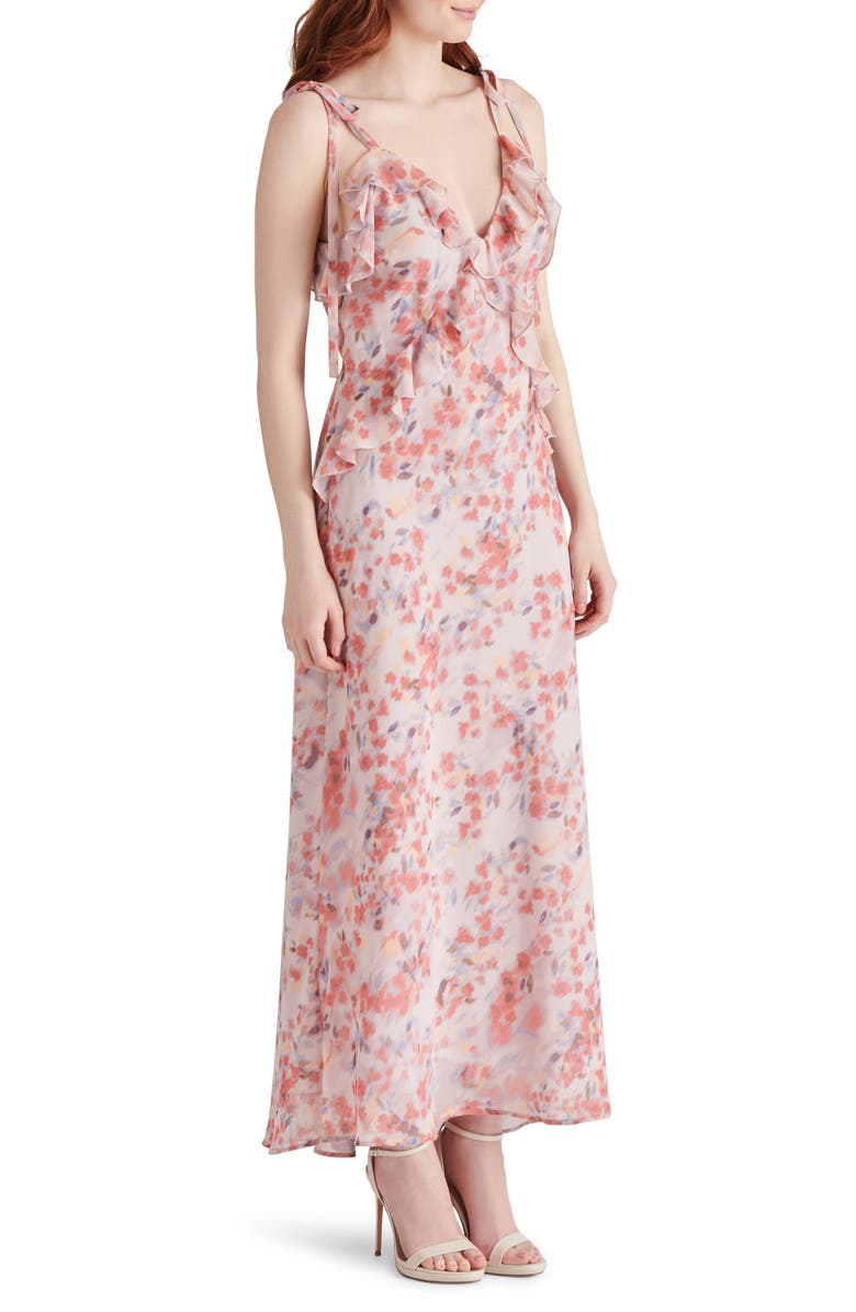 Steve Madden Adalina Floral Ruffle Chiffon Maxi Dress, Alternate, color, Dusty Lavender