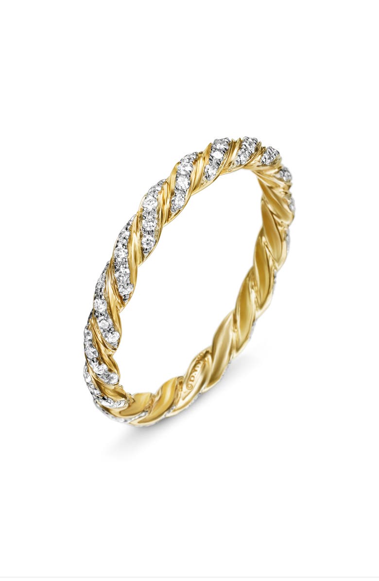 David Yurman Pavé Petite Diamond Band Ring, Alternate, color, Yellow Gold/ Diamond