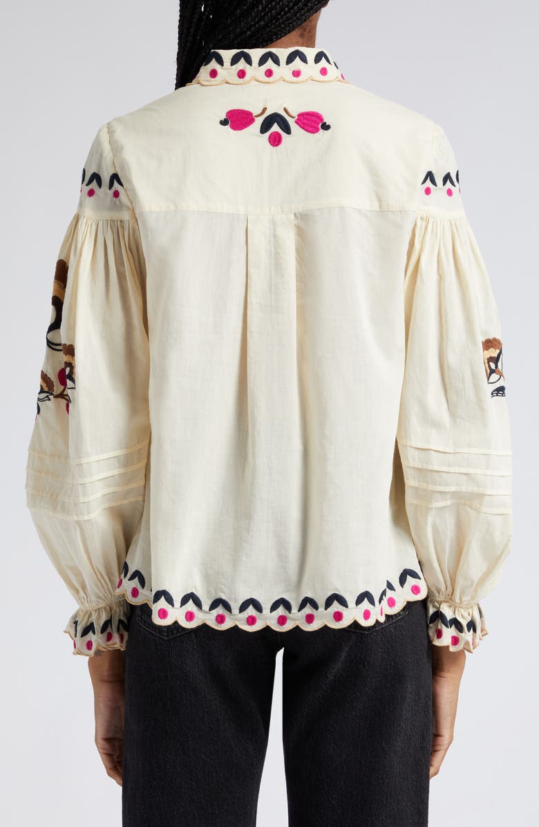 FARM Rio Palms Paradise Embroidered Cotton Shirt, Alternate, color, 