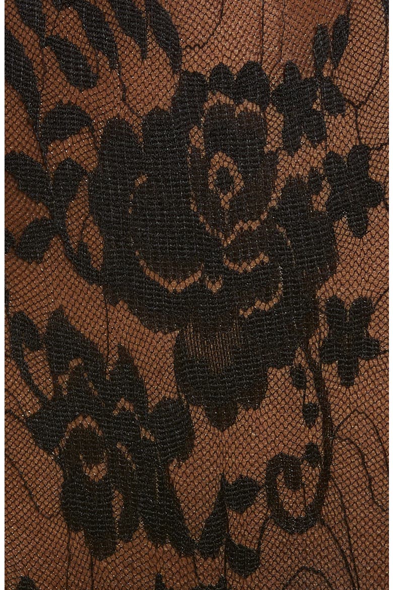 Lace-Up Floral Lace Teddy, Alternate, color, BLACK