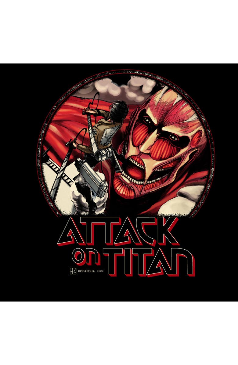 Attack on Titan Men's Attack on Titan Eren Vs. Colossal Cover  Graphic T-Shirt, Alternate, color, Black