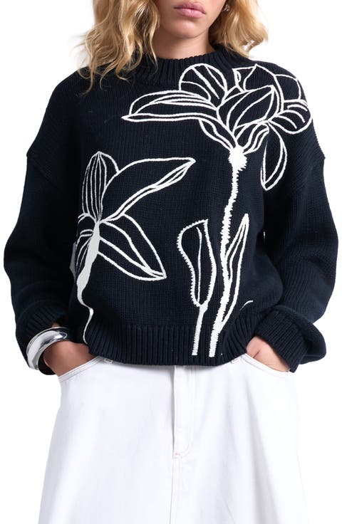 Floral Embroidered Sweater