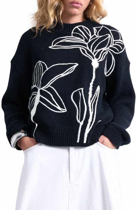 Topshop Floral Embroidered Sweater