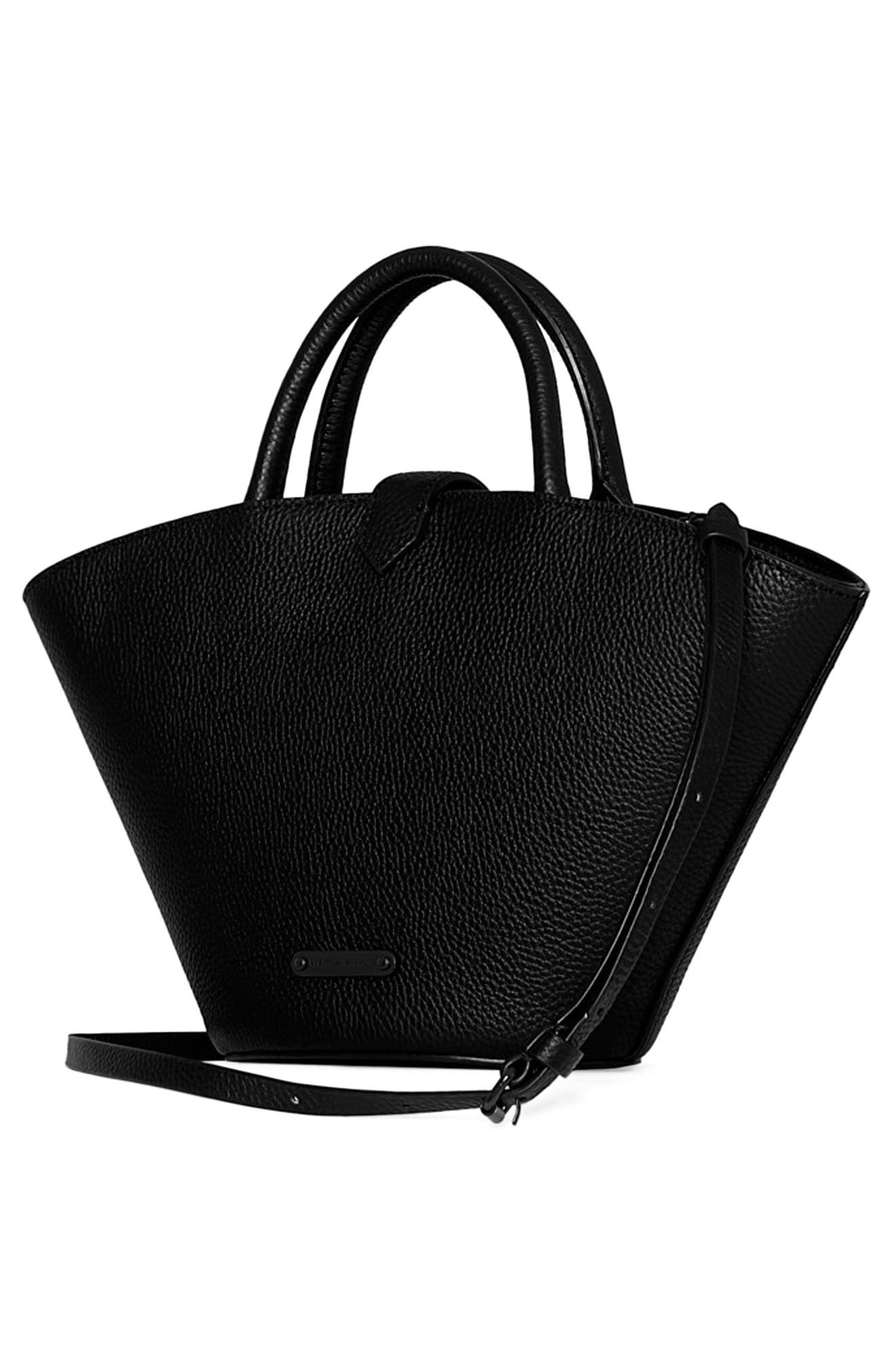 Rebecca Minkoff Megan Mini Fan Tote Bag, Alternate, color, Black