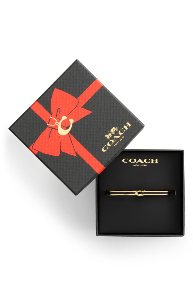 COACH Sculpted C Enamel Boxed Hinge Bangle, Alternate, color, Gold/ Black