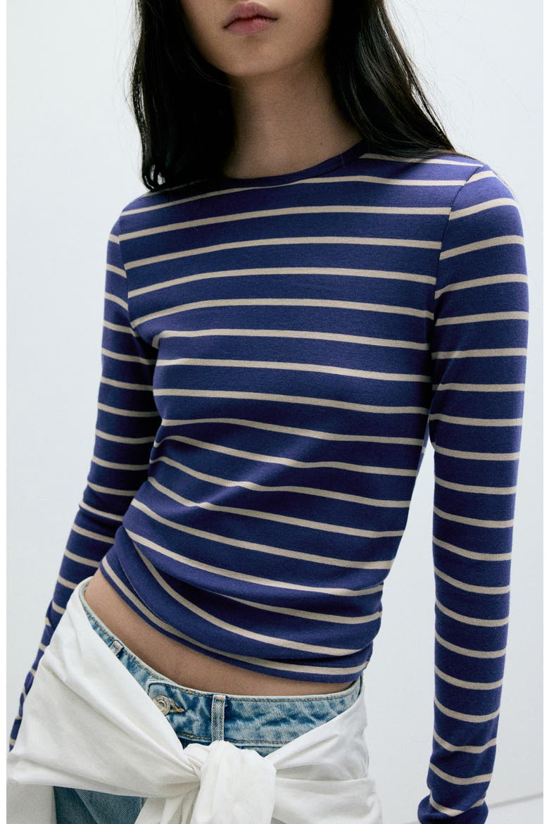 Stripe Long Sleeve Jersey T-Shirt, Main, color, BLUE