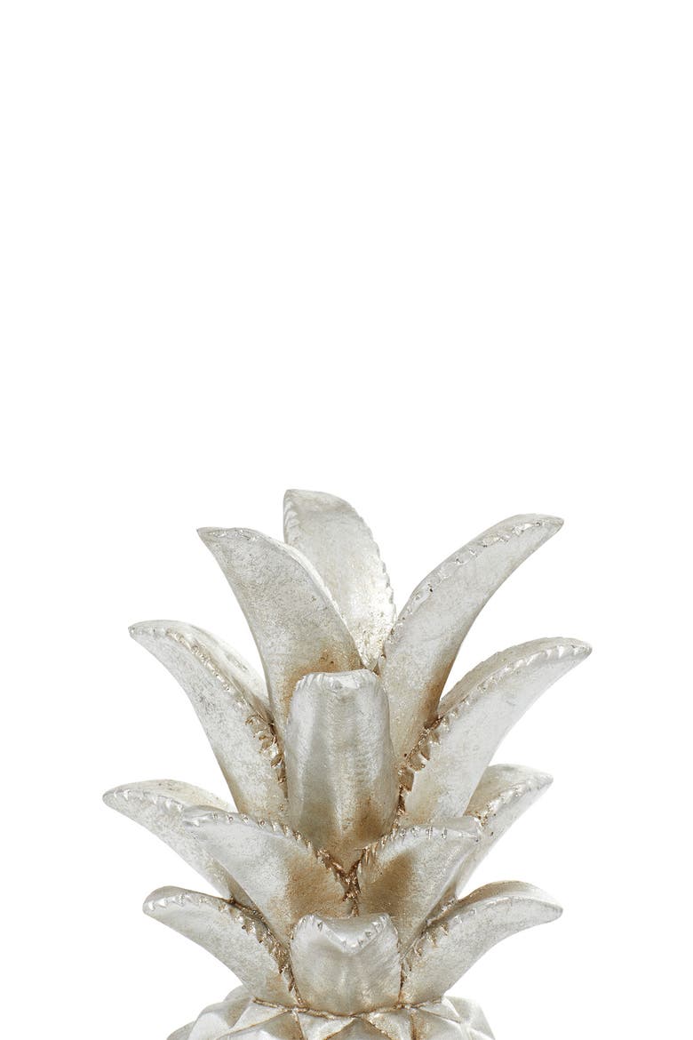 Silvertone Polystone Pineapple Fruit Sculpture, Alternate, color, SILVER