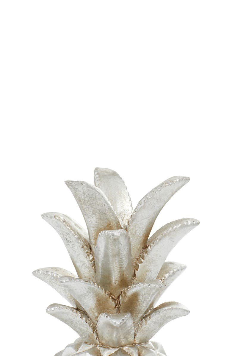 VIVIAN LUNE HOME Silvertone Polystone Pineapple Fruit Sculpture, Alternate, color, Silver