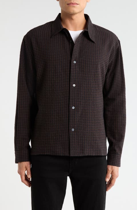 Check Cotton & Wool Button-Up Shirt
