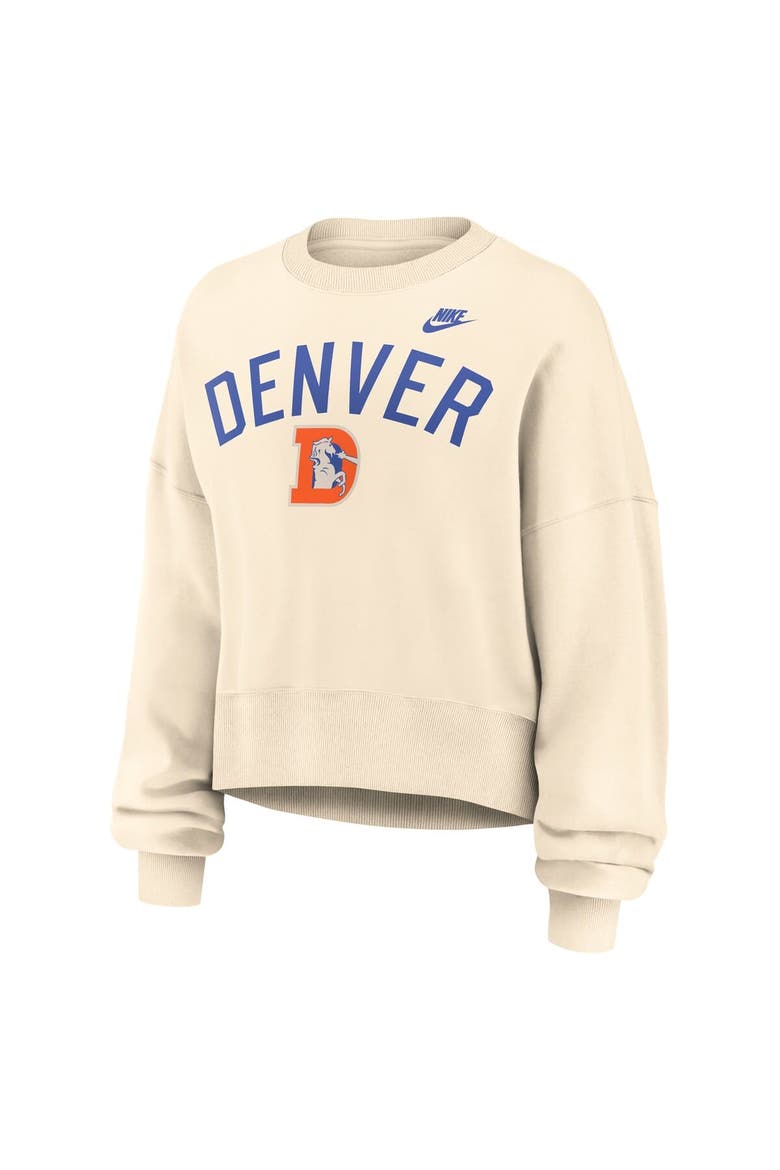 Women's Nike Natural Denver Broncos Oversized High Hip Legacy Arch Phoenix Fleece Sweatshirt, Alternate, color, Natural