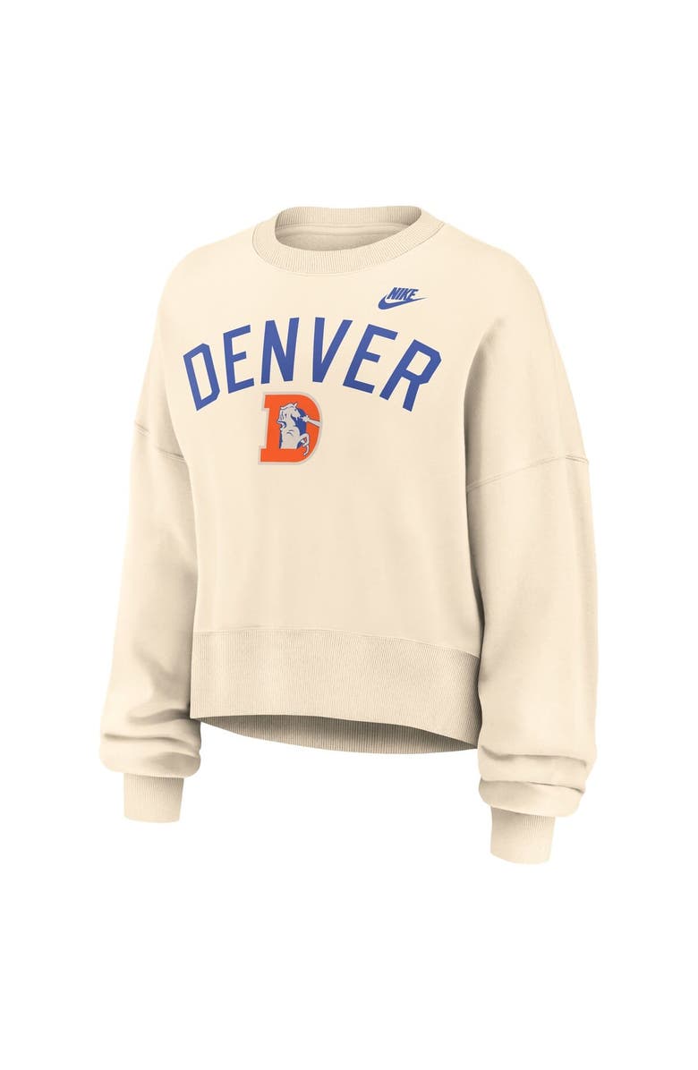 Nike Women's Nike Natural Denver Broncos Oversized High Hip Legacy Arch Phoenix Fleece Sweatshirt, Alternate, color, Natural