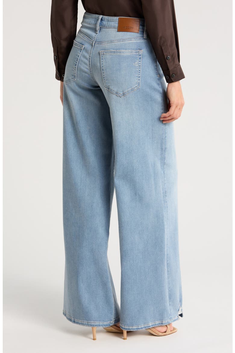 Chewed Hem Super Wide Leg Jeans, Alternate, color, LIGHT WASH