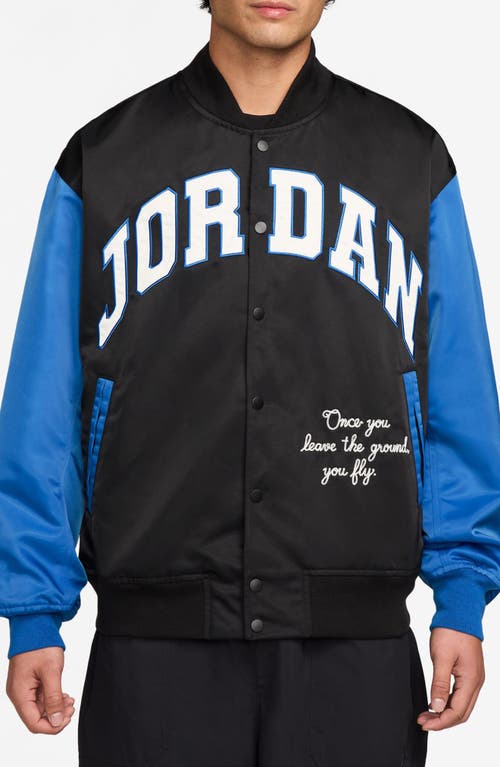 Jordan Brooklyn Collegiate Varsity Jacket In Black