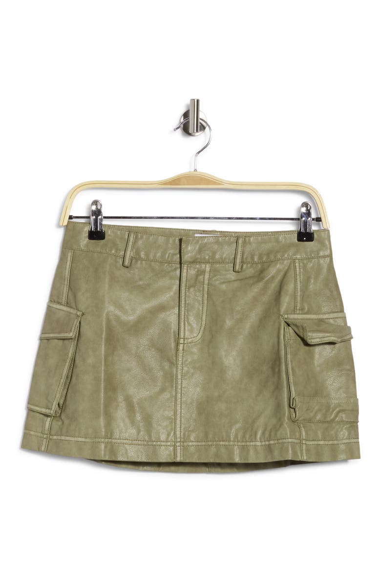 Tanza Faux Leather Miniskirt, Alternate, color, GREEN