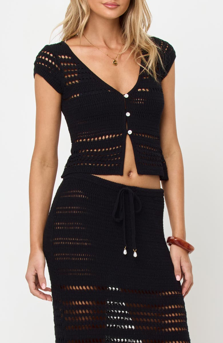 LSPACE Tula Semisheer Crop Cotton Open Stitch Cover-Up Top, Alternate, color, 